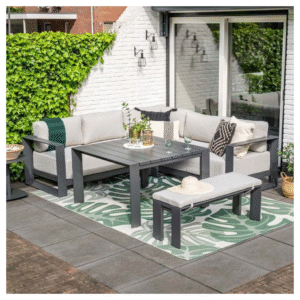 Complete Levanto tuinset met tafel, bankje en hoekbank op modern terras