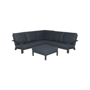 Lincoln loungeset hoekopstelling in carbon black aluminium met reflex black kussens