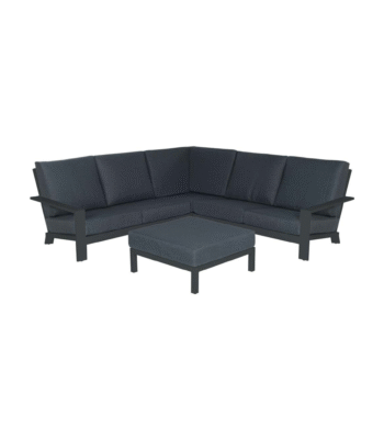 Lincoln loungeset hoekopstelling in carbon black aluminium met reflex black kussens