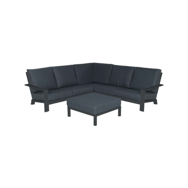 Lincoln loungeset hoekopstelling in carbon black aluminium met reflex black kussens