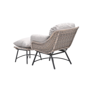 Achteraanzicht loungestoel Garden Impressions wicker lichtbruin met voetenbank