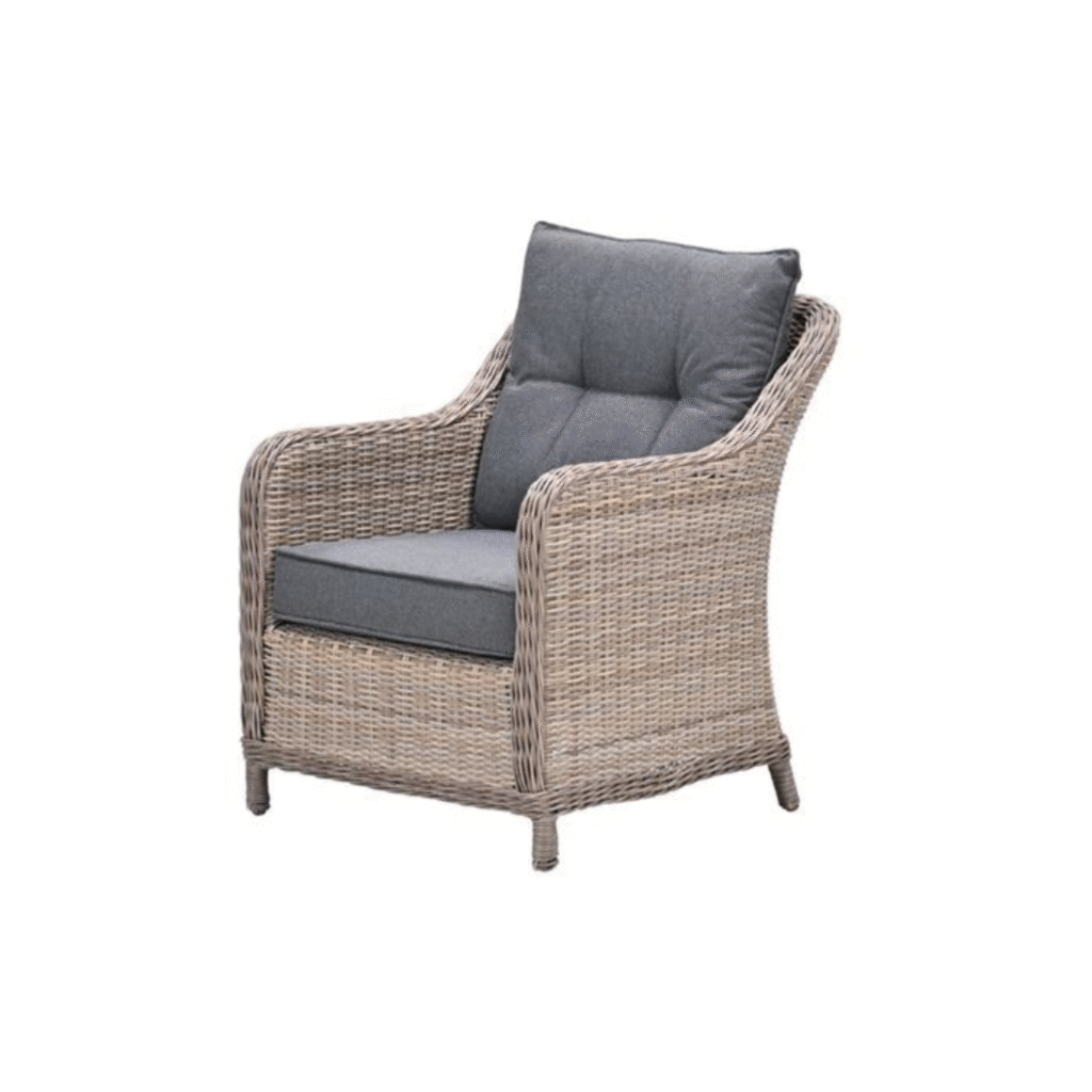 Garden Impressions Milwaukee lounge tuinstoel met grijze kussens in wicker vlechtwerk