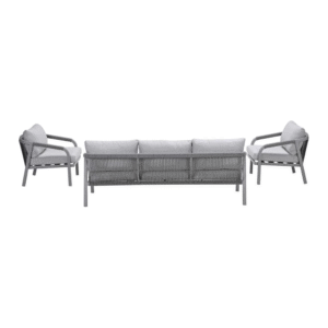Achteraanzicht van de Monti loungeset met decoratief touw aan rugleuning