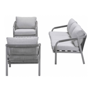 Bovenaanzicht van stoelen en bank van de Monti loungeset.
