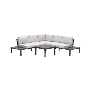 Prinos aluminium loungeset 4-delig met lichtgrijze kussens en tafel