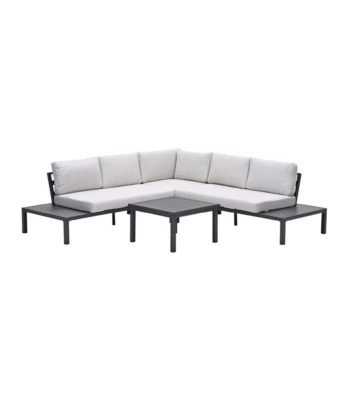 Prinos aluminium loungeset 4-delig met lichtgrijze kussens en tafel