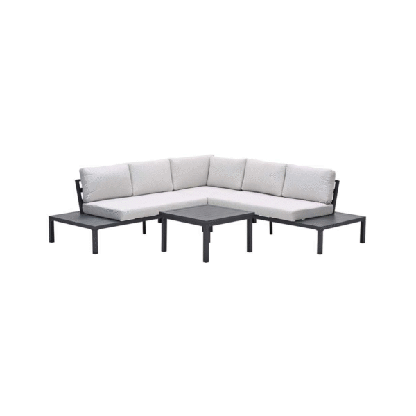 Prinos aluminium loungeset 4-delig met lichtgrijze kussens en tafel