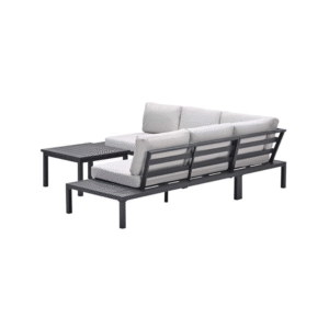 Achteraanzicht Prinos loungeset aluminium met comfortabele rugkussens
