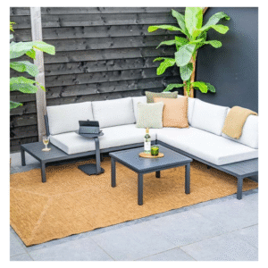 Prinos aluminium loungeset compleet in moderne tuinopstelling