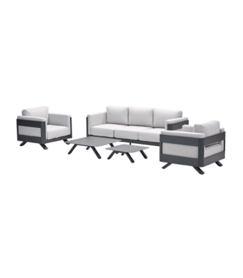 Realdo loungeset met donkergrijs frame en lichtgrijze kussens