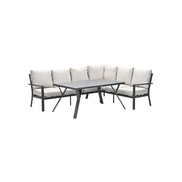 Sergio lounge diningset met grijze tafel en comfortabele hoekbank