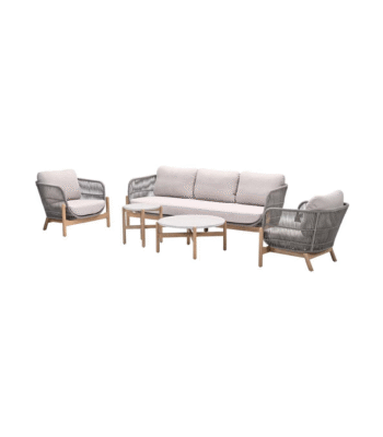 Talara loungeset met acaciahouten onderstel en taupe rope afwerking