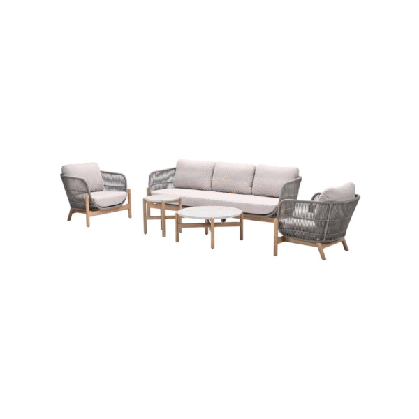 Talara loungeset met acaciahouten onderstel en taupe rope afwerking