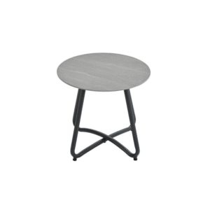 Compacte design bijzettafel met grijs blad en kruispoot in zwart