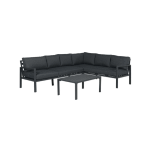 Yorkshire aluminium loungeset met tafel in carbon black, 4-delige hoekopstelling