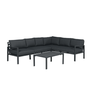 Yorkshire aluminium loungeset met tafel in carbon black, 4-delige hoekopstelling