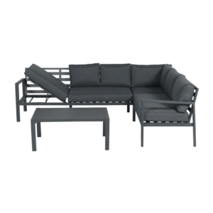 Yorkshire loungeset met verstelbare rugleuning en bijpassende tafel in carbon black
