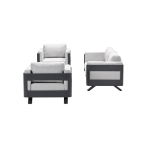 Zijaanzicht Realdo loungestoelen en bank met strakke afwerking
