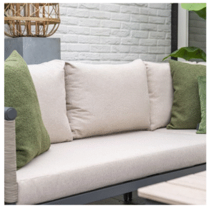 Lea loungeset met comfortabele zitkussens en taupekleurige rope afwerking